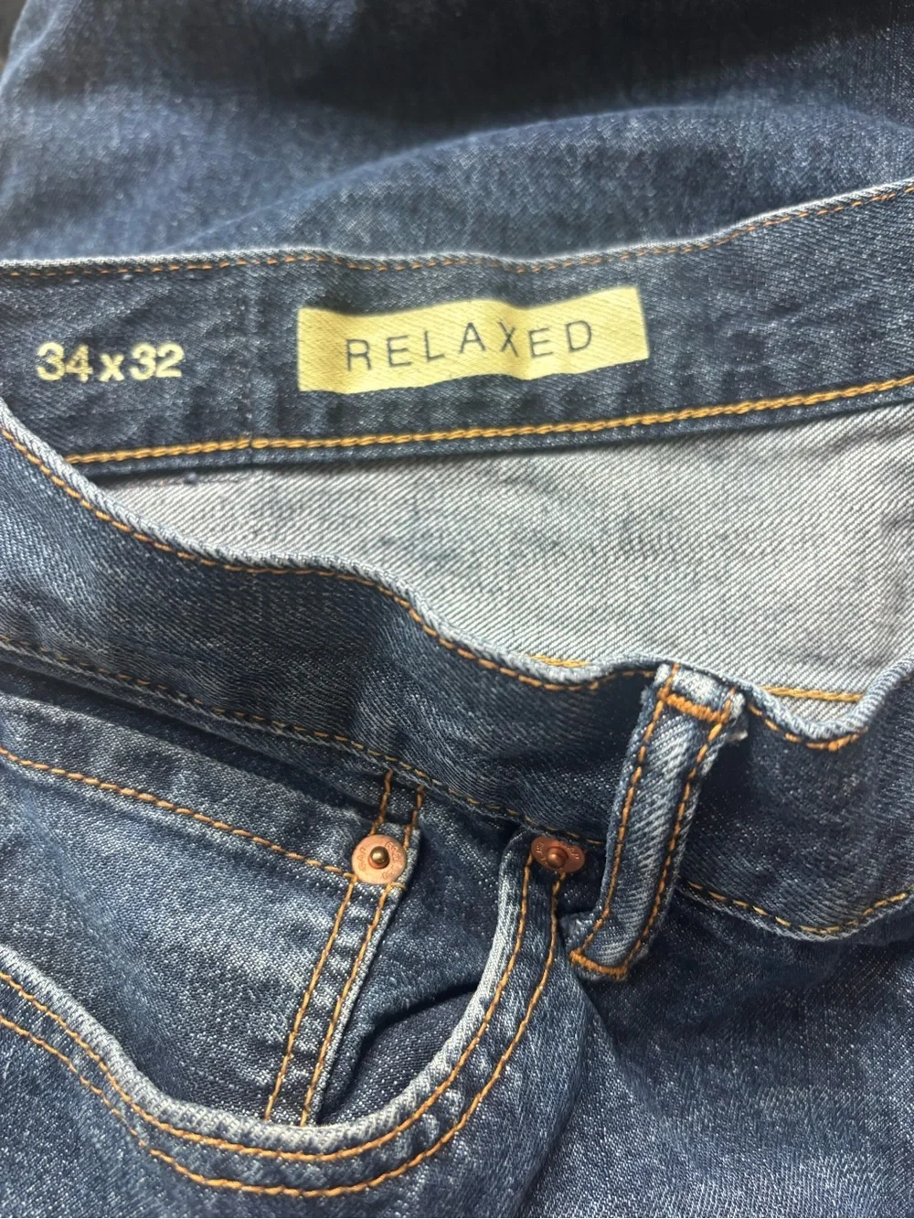 Vintage Gap 1969 Mens Relaxed Fit Jeans 34x32 Dark Blue Wash Denim